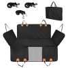 Dog Car Seat Cover For Back Seat with Side Flap Mesh Window Storage