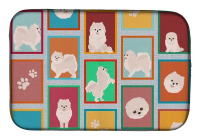 Lots of White Pomeranian Dish Drying Mat Absorbent Dish Drying Mat Pad for Kitchen Counter Dish Drainer Mat for Countertop, 14 x 21", Multicolor
