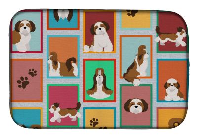 Lots of Shih Tzu Dish Drying Mat Absorbent Dish Drying Mat Pad for Kitchen Counter Dish Drainer Mat for Countertop, 14 x 21", Multicolor