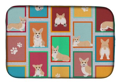 Lots of Fawn Pembroke Corgi Dish Drying Mat Absorbent Dish Drying Mat Pad for Kitchen Counter Dish Drainer Mat for Countertop, 14 x 21", Multicol
