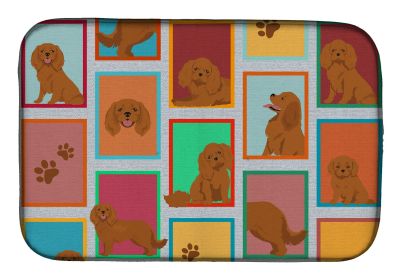 Lots of Ruby Cavalier Spaniel Dish Drying Mat Absorbent Dish Drying Mat Pad for Kitchen Counter Dish Drainer Mat for Countertop, 14 x 21", Multic