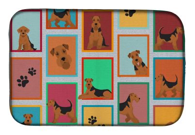 Lots of Airedale Terrier Dish Drying Mat Absorbent Dish Drying Mat Pad for Kitchen Counter Dish Drainer Mat for Countertop, 14 x 21", Multicolor