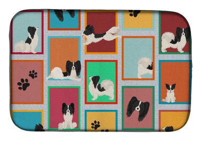 Lots of Black and Whtie Papillon Dish Drying Mat Absorbent Dish Drying Mat Pad for Kitchen Counter Dish Drainer Mat for Countertop, 14 x 21"