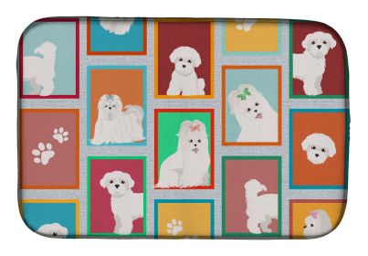 Lots of Maltese Dish Drying Mat Absorbent Dish Drying Mat Pad for Kitchen Counter Dish Drainer Mat for Countertop, 14 x 21", Multicolor