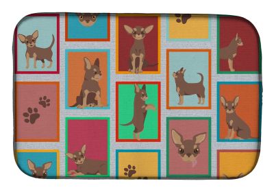Lots of Chocolate Chihuahua Dish Drying Mat Absorbent Dish Drying Mat Pad for Kitchen Counter Dish Drainer Mat for Countertop, 14 x 21", Multicol