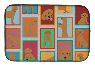 Lots of Red Fox Labrador Retriever Dish Drying Mat Absorbent Dish Drying Mat Pad for Kitchen Counter Dish Drainer Mat for Countertop, 14 x 21"