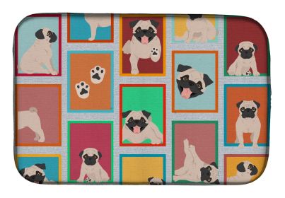 Lots of Fawn Pug Dish Drying Mat Absorbent Dish Drying Mat Pad for Kitchen Counter Dish Drainer Mat for Countertop, 14 x 21", Multicolor