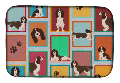 Lots of Liver English Springer Spaniel Dish Drying Mat Absorbent Dish Drying Mat Pad for Kitchen Counter Dish Drainer Mat for Countertop, 14 x 21