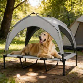 Elevated Dog Bed With Canopy, Raised Outdoor Pet Bed For Camping With Washable Breathable Mesh, 42'' X 30'' X 3''