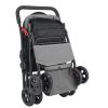 Pet Stroller, 44 lbs Weight Capacity, Foldable Dog Stroller Cart, 4 Wheels Cats Stroller with Mesh Windows & Revrsible Handle