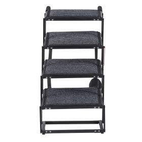 Dog Stairs for Car, 4 Steps Extra Wide Foldable Dog Ramp for Large Dogs with Non-Slip Rug Surface, Portable Lightweight Pet Ladder for Car, SUV, Truck (Default: Default)