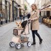 4 Wheel Pet Stroller for Small Dogs up to 33 LBS