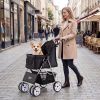 4 Wheel Pet Stroller for Small Dogs up to 33 LBS