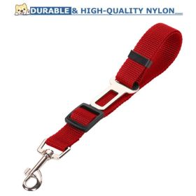 High Quality Durable Dog Vehicle Tether- Nylon Adjustable Car Safety Belt (Option: Red)