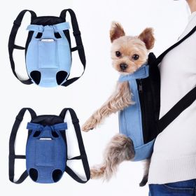 Denim Pet Dog Backpack Outdoor Travel Dog Carrier Bag for Small Dogs Puppy (Color: Light Blue, size: XL)