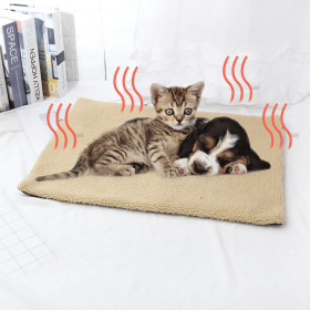Self Heating Pet Mat; Non-Electric Pet Warming Pad; Self Warming ; Extra Warm Pet Mats For Dogs (Color: Beige, size: 60*45cm/23.6*17.7in)