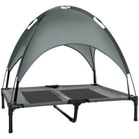 Outdoor Dog Cot with UV Protection Canopy Shade, 36 inch Large Pet Bed for Camping, Gray (Option: Grey-760x200x100 mm)